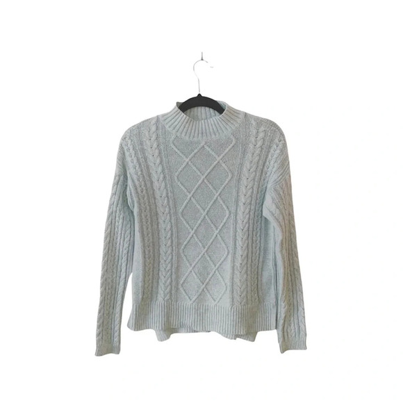Old Navy Light Gray Mock Neck Cable Knit Pullover Sweater Small Women’s - Picture 11 of 11